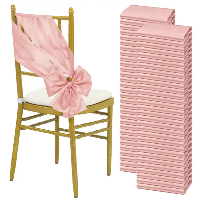 10/50PCS 17x275cm Wedding Satin Chair Sashes Bows Chair Cover Ribbons for Banquet Party Baby Shower Event Decorations