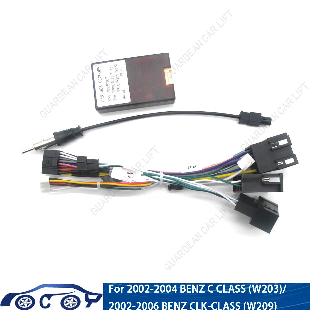 Adaptateur de faisceau de câblage Radio Android 16 broches, pour mercedes-benz W209(02-06)/W203(01-04) avec décodeur de Bus CAN