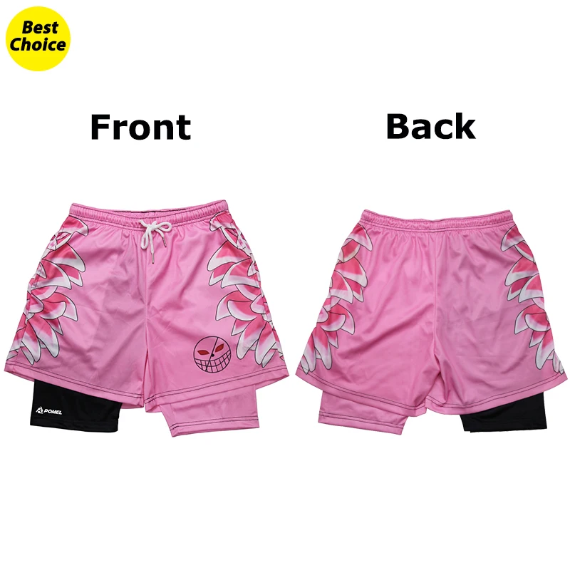 

Anime 2 in 1 Compression Shorts for Men Stylish Gym Workout Fitness Running Shorts Elastic Waist Athletic Short Pants Bottom
