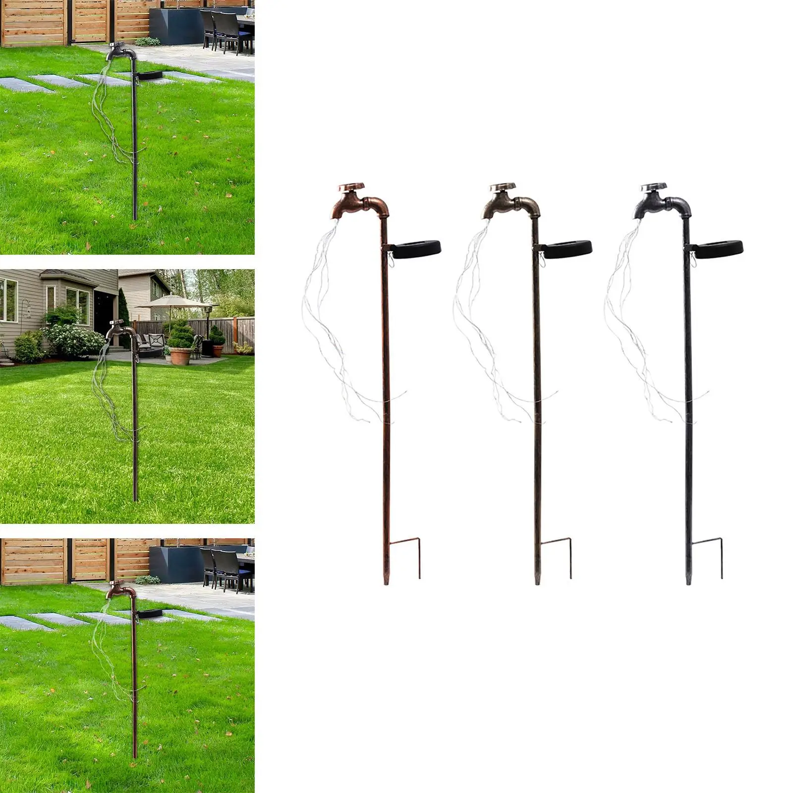 Iron Solar Faucet Light Solar Light Outdoor Garden Decoration for Porch Yard