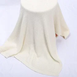 Custom Personalized Knitted Baby Blanket - Soft & Warm Cotton Wrap - Embroidery Name (5-White)