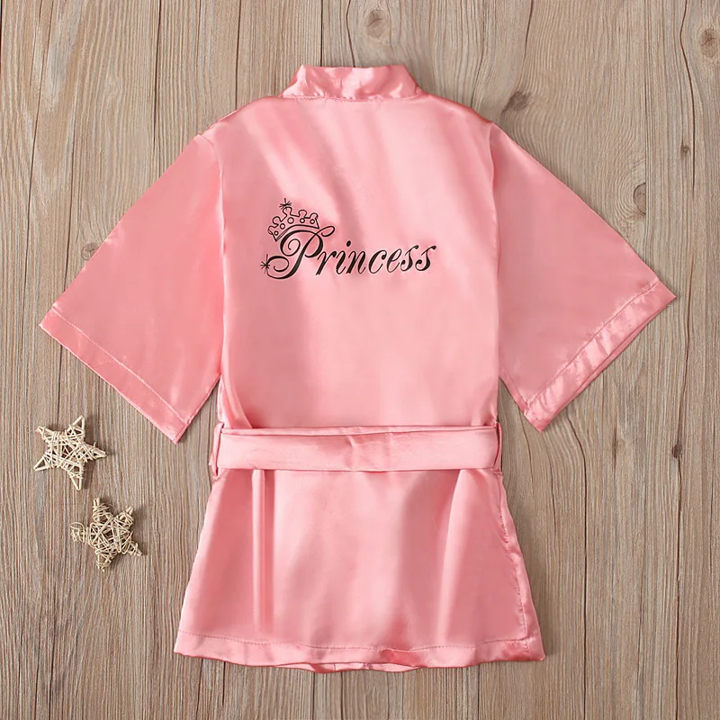 Summer Children's Bathrobe Letters Pattern Nightgown Pajamas Sleepwear Night Dress Robes For Girls Baby Long Sleeve Bath Robes