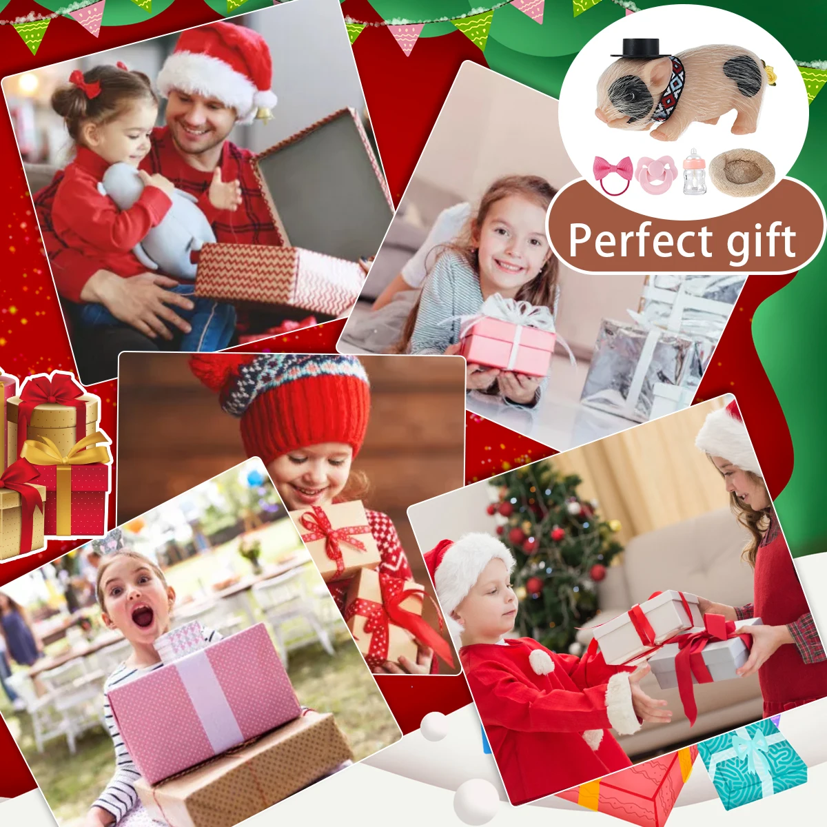 6 Inch Reborn Piggy Dolls, Lifelike Full Silicone Soft Mini Pig Dolls Mini Realistic Newborn Soft Realistic Animals Pig Toy