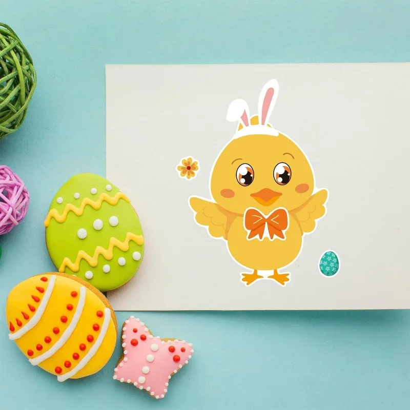 Make-A-Face Easter Stickers 12pcs Funny Bunny Chick Egg Puzzle, DIY Activity for Children’s Easter Party, Classroom Gift