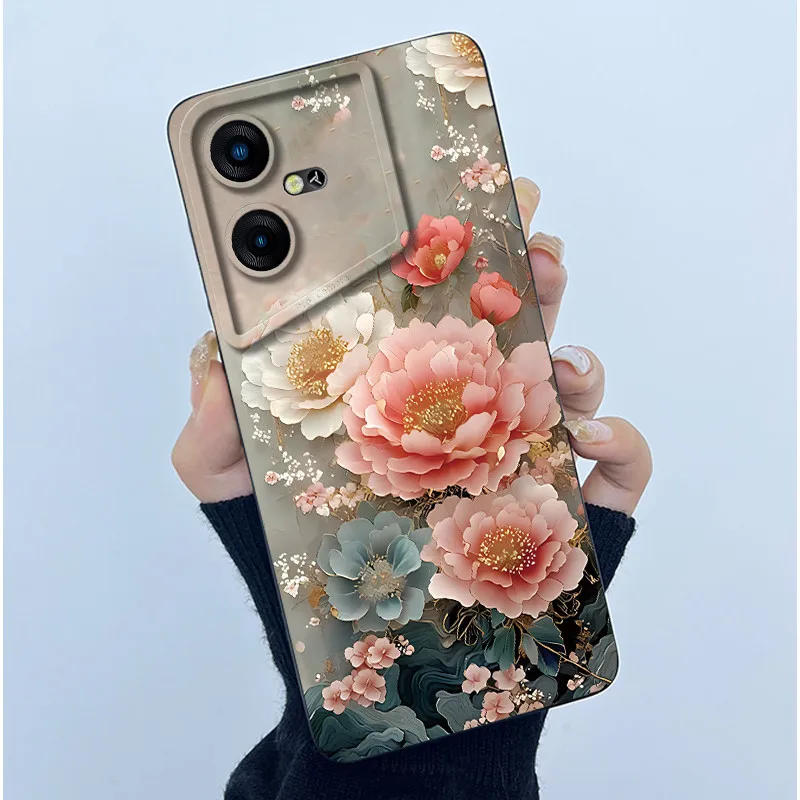 Floral Oil Painting Soft Silicone Phone Case - Fashion Simplicity Design