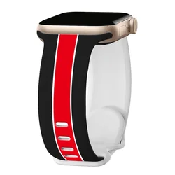 Soft Silicone Replacement Strap for 42mm 44mm 45mm 49mm (Black red)