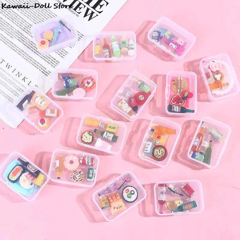 5PCS 1:12 Scale Mini Dollhouse Miniature Drink Bottle Cake Desserts Bento Food Pretend Play Food Toy Kitchen Accessories