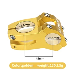 Compact Riser Handlebar Stem for Mountain and Road Bikes, 31.8*45MM (Gold - 25.4x45mm)