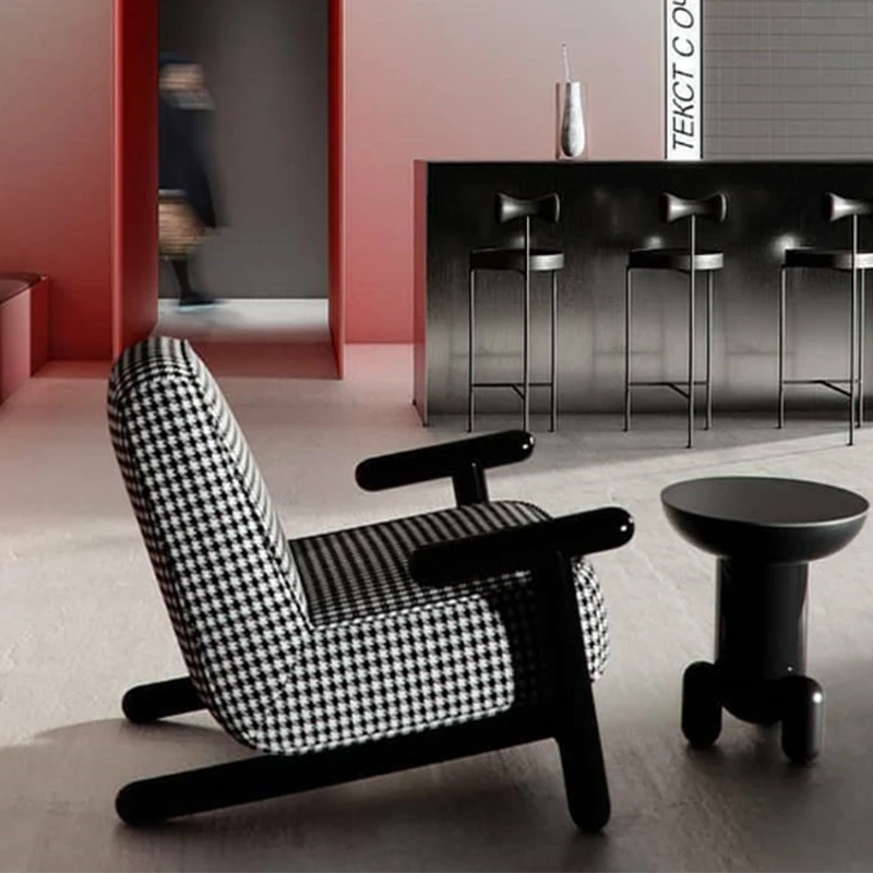 

Single leisure chair houndstooth sofa model room living room bedroom sofa chair designer,