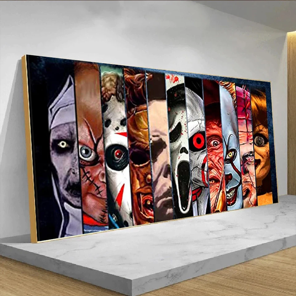 Large 5D Diy Diamond Painting Horror Movie Skull Head Characters