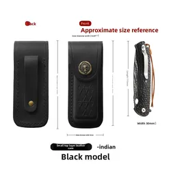 Handcrafted Genuine Leather Folding Knife Case - Durable Cowhide Side - Mounted Protective Storage Sleeve (E  Small size)