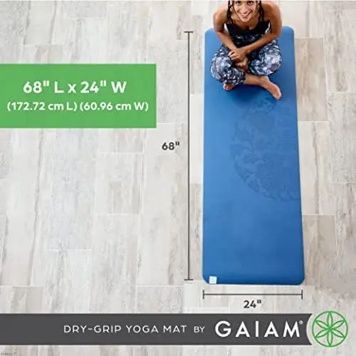 Gaiam Performance Dry-Grip Yoga Mat 5mm (Various Colours)