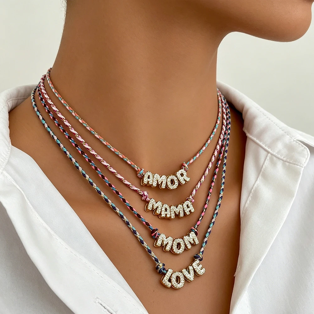 Nouveaux Colliers Pendentifs Lettres Initiales « Mom Love Mama » au De
