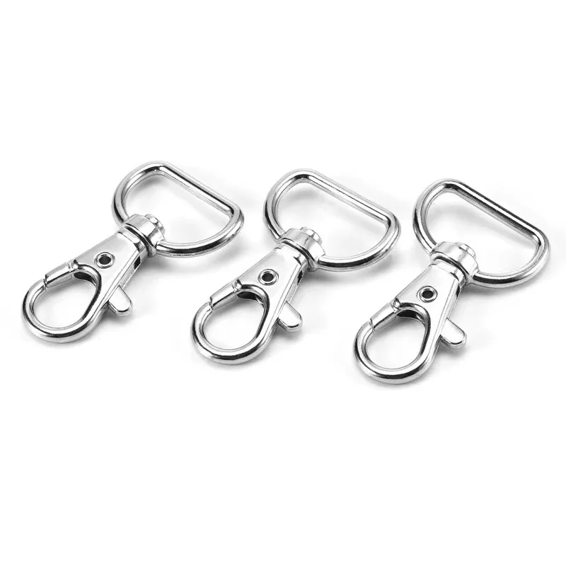 Swivel Clasps D Rings Alloy Metal Silver Lanyard Snap Hooks Clip Hook for Keychain Bag Key Rings Jewelry Making Crafting Sewing metal snap hook