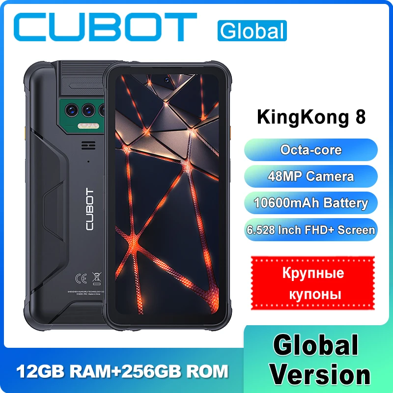 Cubot Kingkong 8 Rugged Phone 6.528 "Schermo Mt8788V 12Gb Ram(6 + 6Gb)+ 256Gb Rom Android 13 48Mp Fotocamera 10600Mah Batteria Smartphone