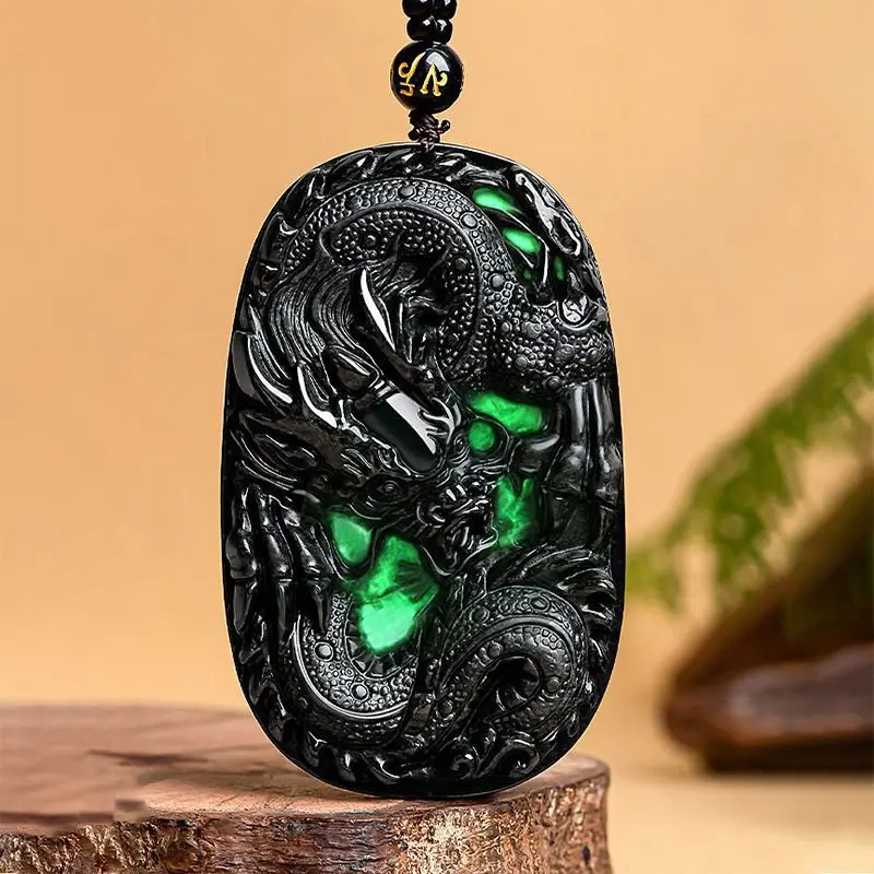 

Natural Ink Jade A Product Jade Ink Jade Dragon Brand Jade Pendant Zodiac Dragon Ice Type Pendant Men's Jewelry Pendant