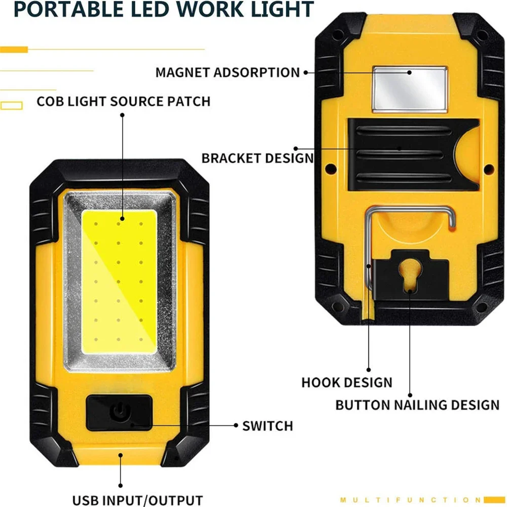 4000mah Led 작업 빛 자기 휴대용 야외 캠핑 랜턴 비상 램프와 충전식 슈퍼 밝은 COB 손전등