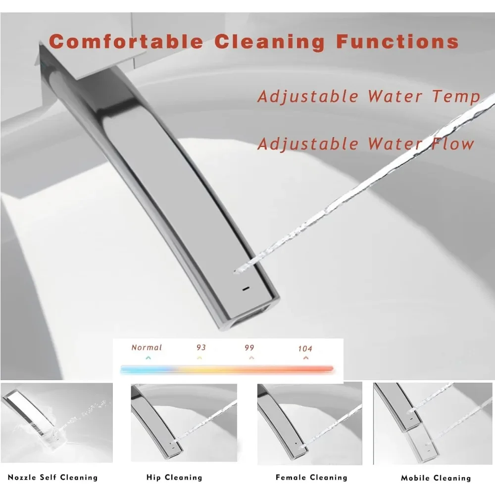 Smart Toilet with Adjusted Heated Seat，Auto Open Auto Flush，Warm Water and Dryer, Night Light, Side Buttons，Smart Toilet 4