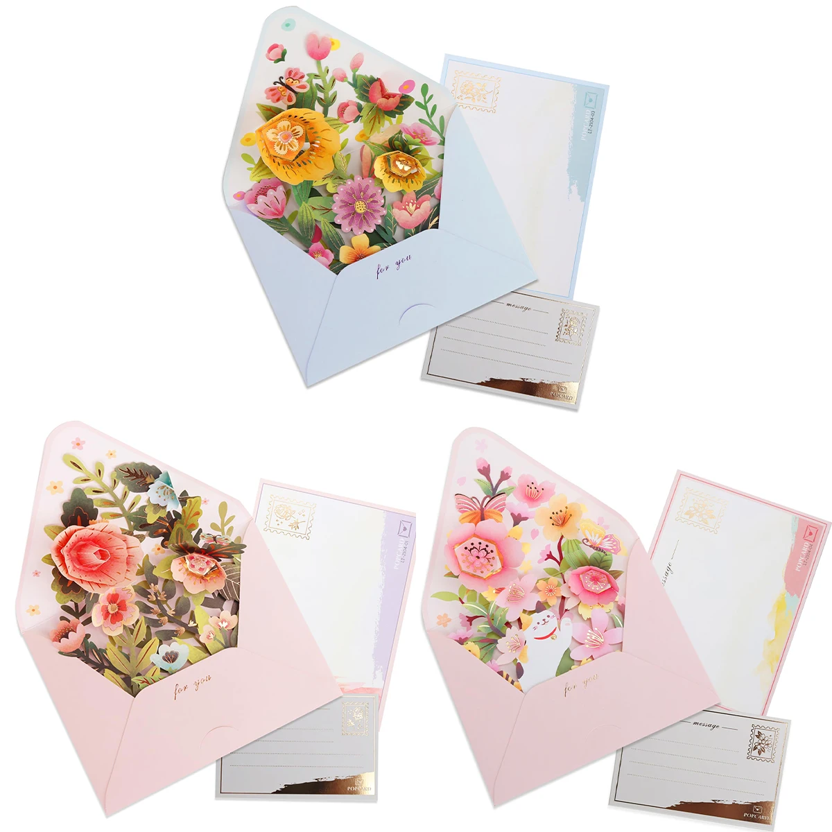 3D Pop Up Flower Birthday Greeting Card Gift Greeting Cards For Birthday Wedding with Envelope Blessing Postcard Party Gifts