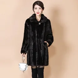 2024 Winter Artificial mink velvet Coat Jackets Female Long Warm Vintage Fur Overcoat Women Clothes Outwear 5XL T93