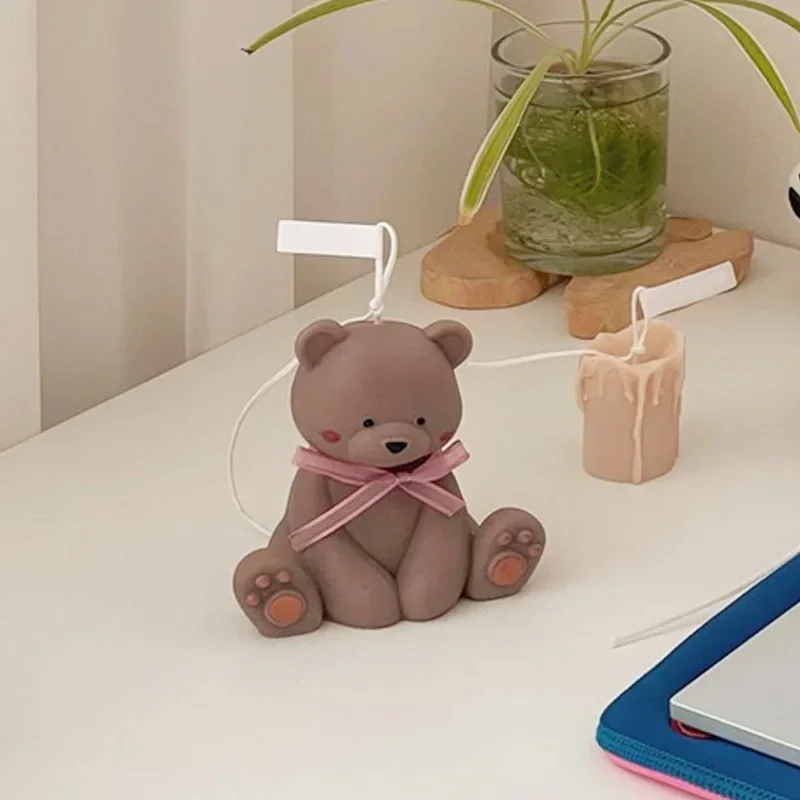 Large 3D Sitting Stand Bear Silicone Candle Mold DIY Handmade Soap
