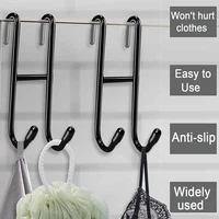 Shower Door Hook Stainless Steel Over Frameless Glass Hanger Bath Towel Clean Ball Squeegee Holder Rack S-Shape Drilling-Free 2