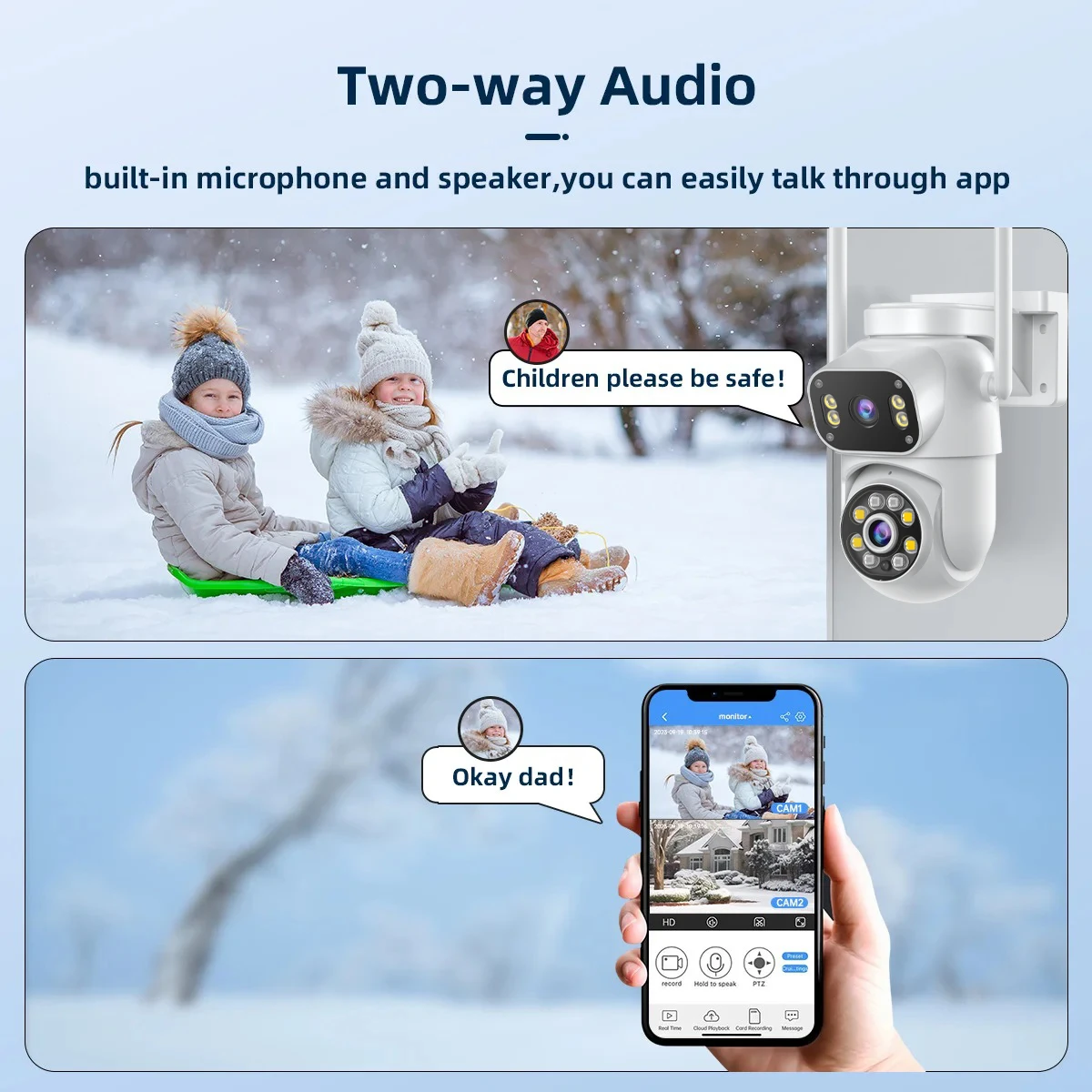 ANSVICAM 4K Ultra HD PTZ Security Camera Outdoor 5G Wifi Dual Lens Dual Screen Cameras AI Human Tracking Two-Way Audio O-Kam Pro 4