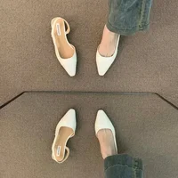 Brand luxury designer fashion PU leather design ladies summer new style pointed toe low heel women sandals non-slip flat shoes - Image 2