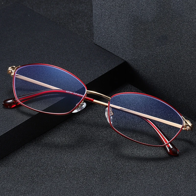 

Fashion Reading Glasses Women Blue Light Glasses Metal Glasses Frame Radiation Protection Presbyopic Glasses +1.0 To +4.0