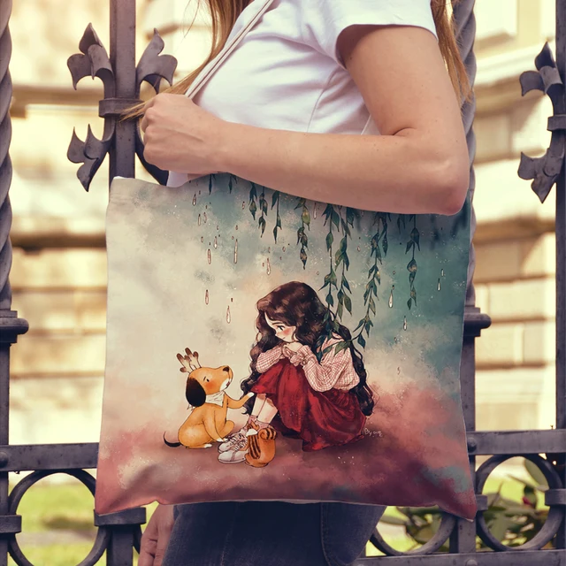 Cute Cartoon Girl Fashion Shopping Shoulder Bag
