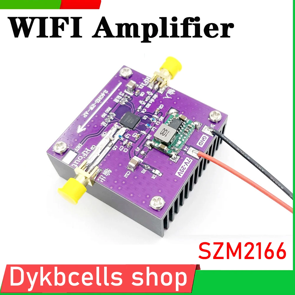 

SZM2166 2.4G 2W WIFI RF power amplifier 30DB 12V 24V RF amplifier DC for Image transfer ham AMP 2.4GHZ Bluetooth