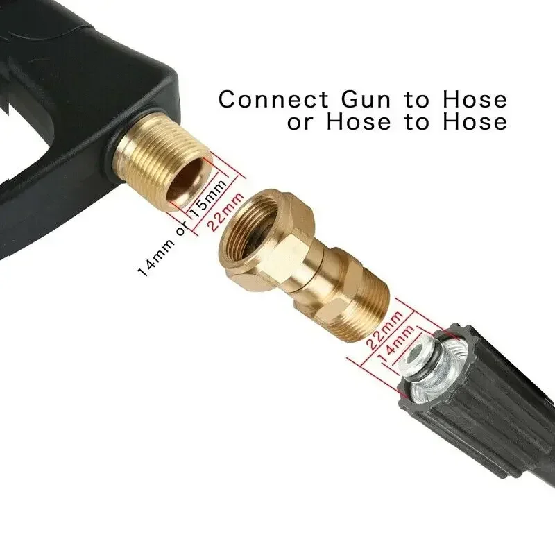 Brass High Pressure Washer Swivel Joint Connector Hose Fitting M22 14mm Thread Degree Rotation Hose Sprayer Connector pressure washer hose adapter garden hose expandable water hose water hose plastic hose expandable hose stainless steel hose