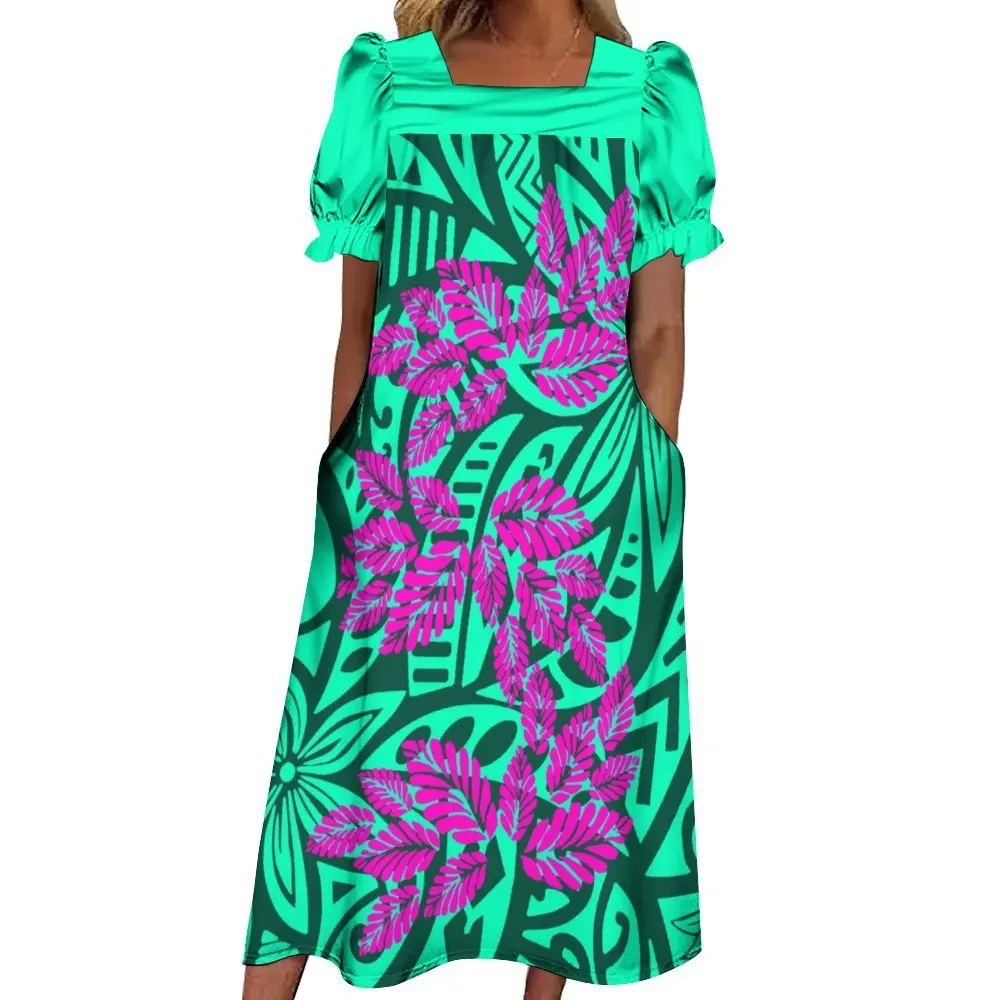 

MUMU Pacific Island Customized Women's Dress Tribal Design Hawaiian Polynesian Dress Celebrity Banquet Dress