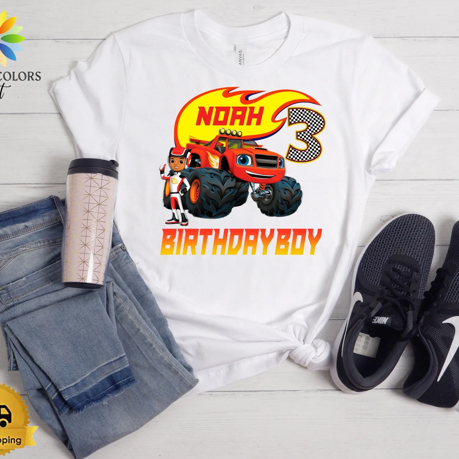 2026 Blaze Birthday Boy Shirt,Monster Machines Birthday Shirt,suitable for Kid/Adlut Everyday Wear 4