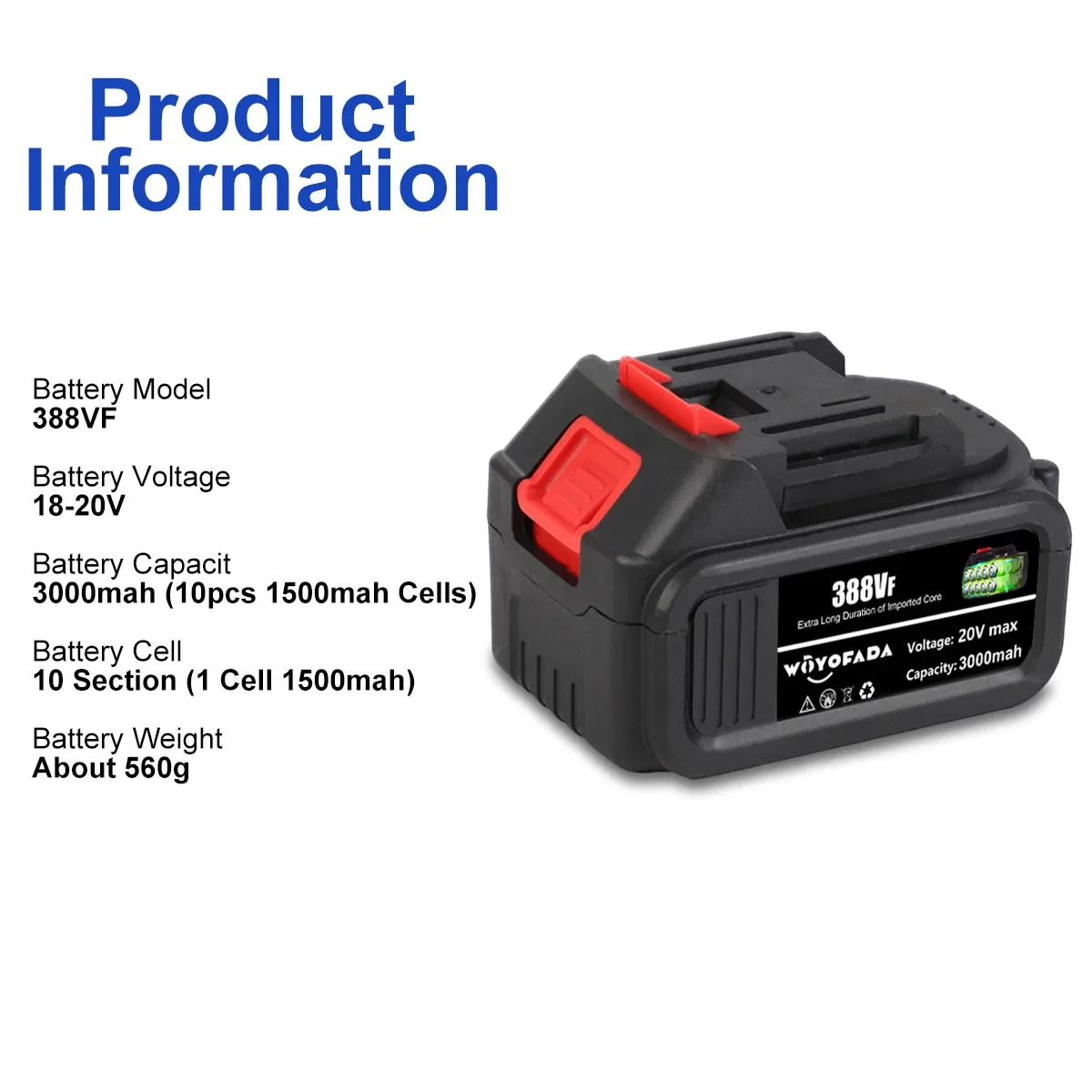 18V Rechargeable Lithium Ion Battery High Capacity For Makita Cordless Electric Power Tool Lithium Ion Battery 3