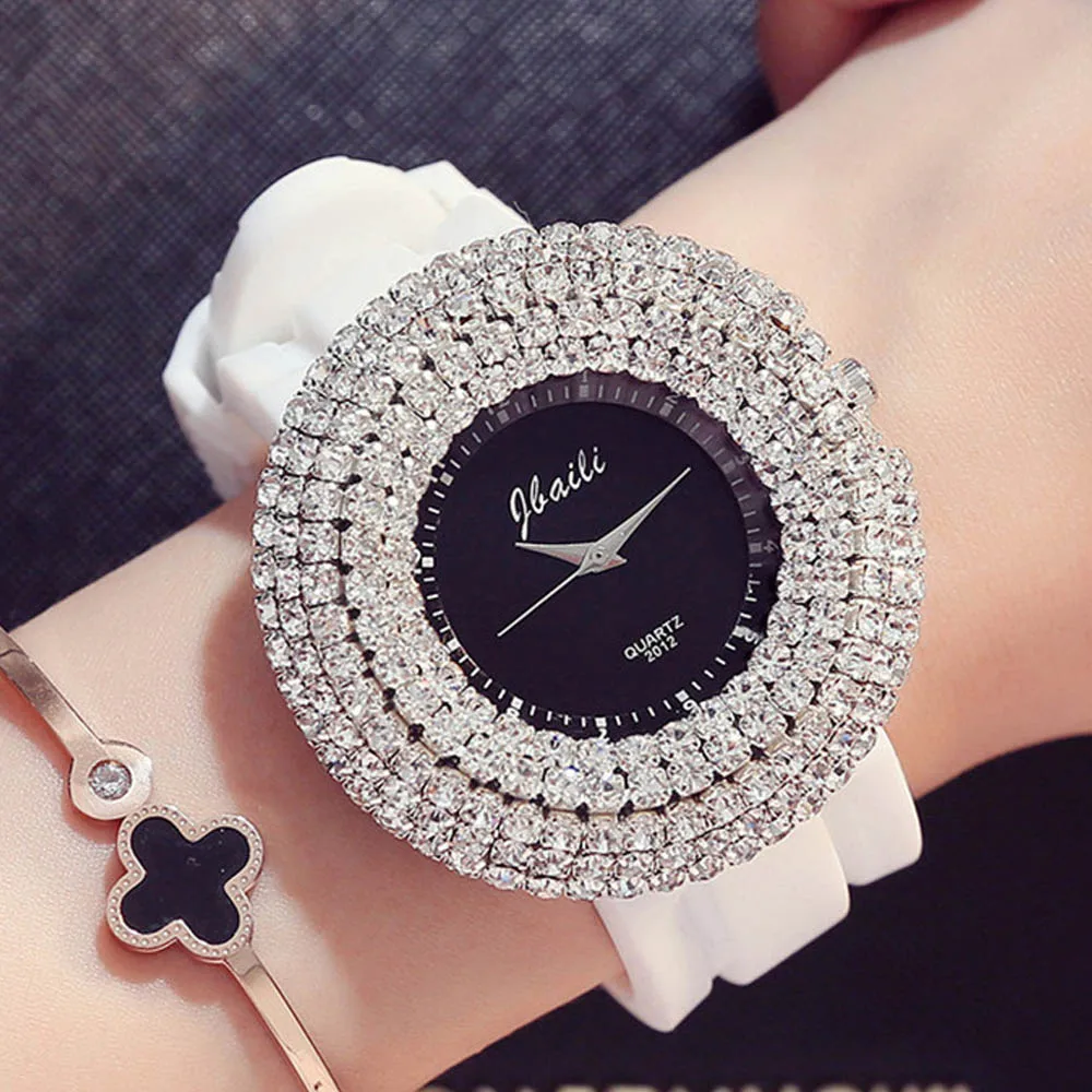 

Fashion Diamond Watches For Women Luxury Brand Elegant Quartz Silicone Ladies Wrist Watch Big Dial Clock Gifts Zegarek Damski