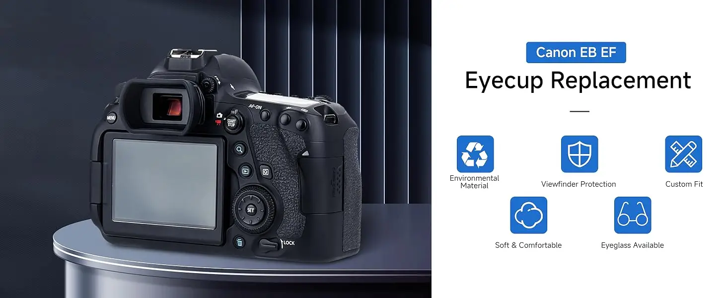 Weiches langes Sucher-Augenmuschel-Okular für Canon EOS 90D 80D 70D 60D 77D 6D Mark II 5D Mark II Rebel T7 T6 für Canon EB EF Eye Cup – Detail 1