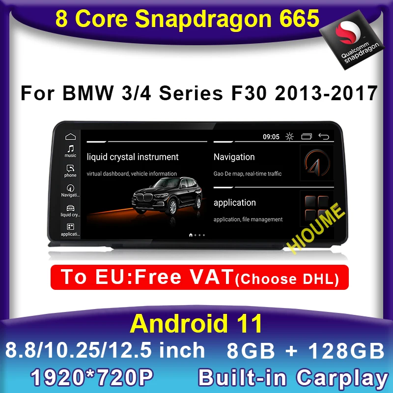 

10.25" / 12.5" Android 11 Qualcomm Car Multimedia Player GPS Radio Stereo For BMW BMW F30 F31 F34 F32 F33 F36 NTB EVO CarPlay