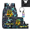 New Style American TV Show Nearby Karate Kid Snake Double Shoulder Bag Pencil Case Single Shoulder Bag Three Piece Set Canvas Bo