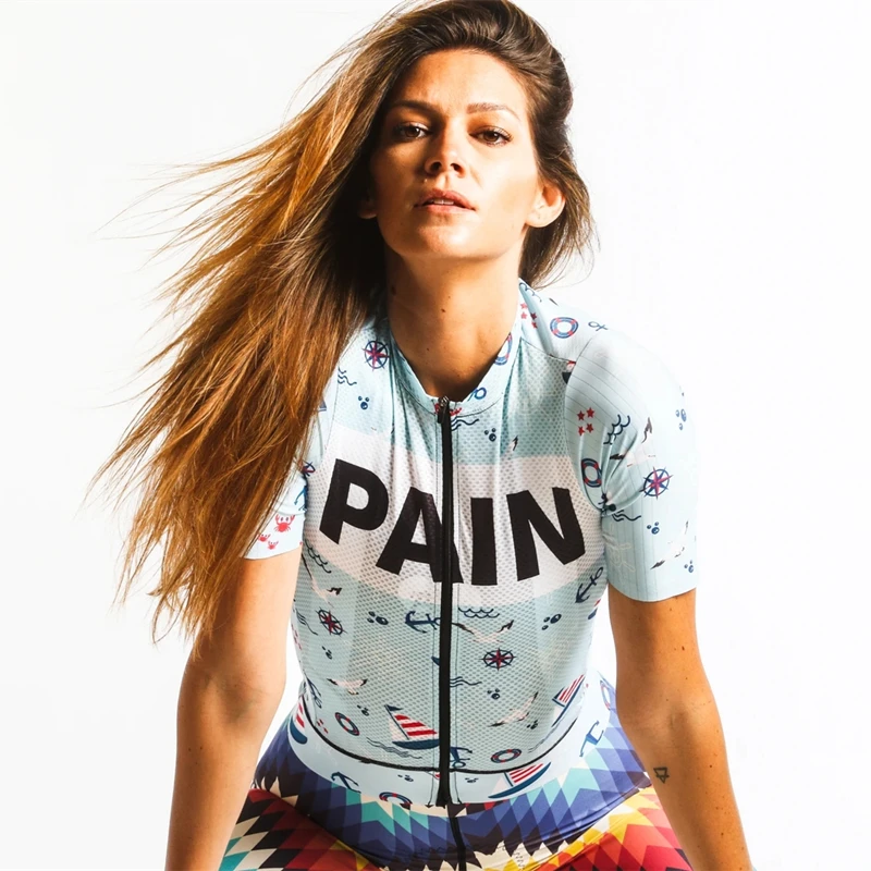 Love The Pain Women Cycling Jersey Summer Bike Suit Camicia A Maniche Corte Pantaloncini Con Bretelle Gel Pad Usa Pro Team Abbigliamento Ciclismo Mail