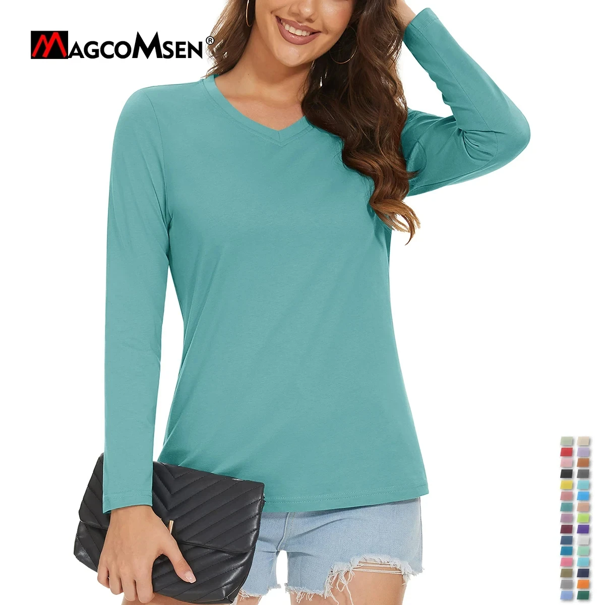 Rash Guard Women UPF50+ Women's Long Sleeve Sun Shirts Skin Protection V- Neck UV Block Casual Top Swim Shirt Women FIFTH SUN シャツFifth Sun Virgo Af Women's Cowl Neck Long Sleeve