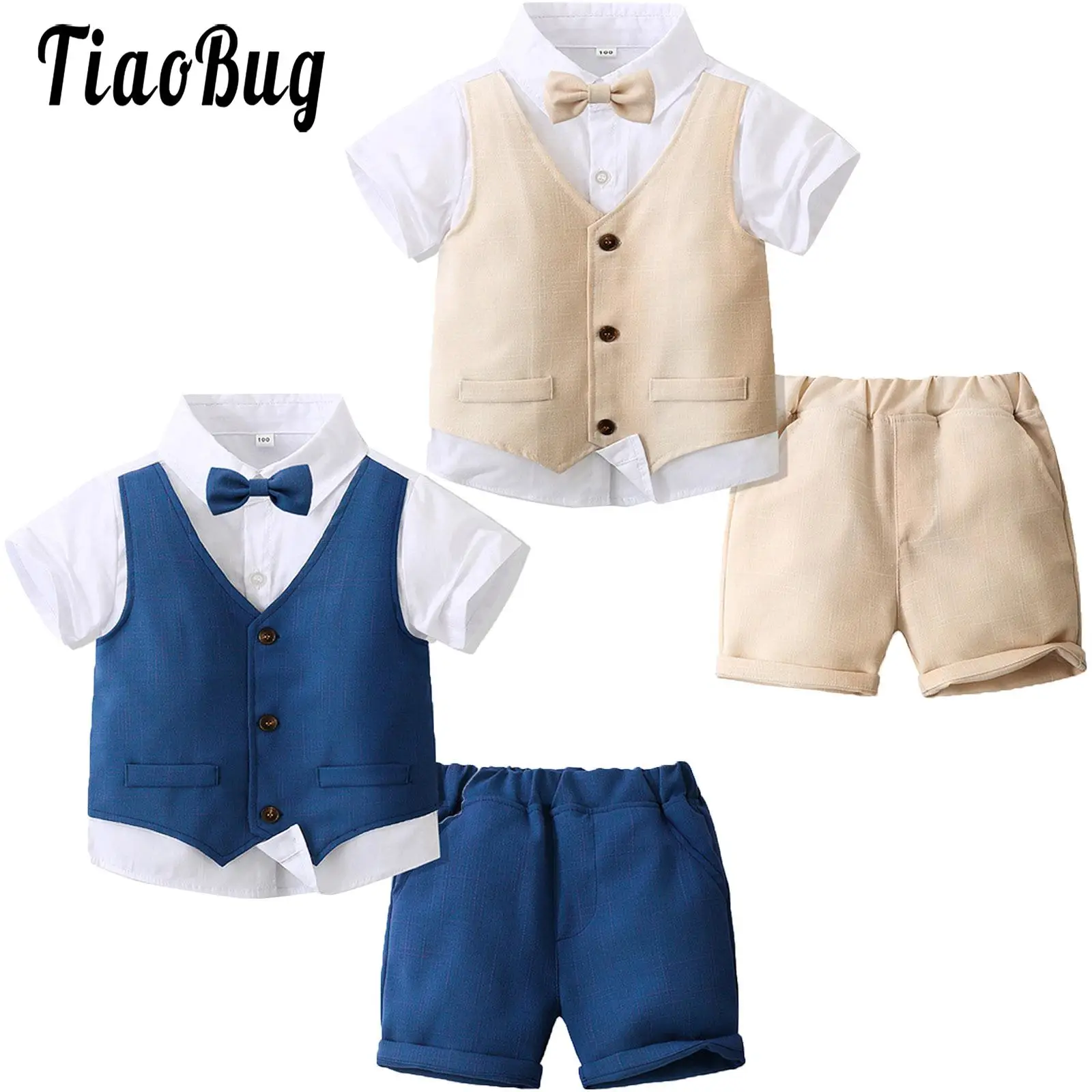 Baby Boys Wedding Outfit Kids Christening Formal Suit Set Gentleman