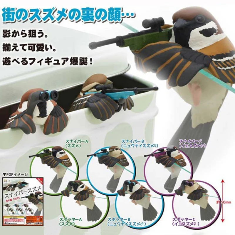 

Original Kawaii Kitan Club Gashapon Capsule Toys Figure Cute Sparrow Sniper Mini Animal Figurine Anime Decor Kids Gift