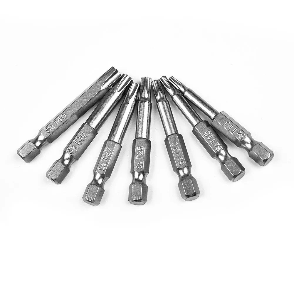 

7Pcs 50mm 1/4" Hex Shank Five-point Magnetic Torx Screwdriver Bits T10-T40 Parafusadeira Hand Tools Herramientas De Mano Set