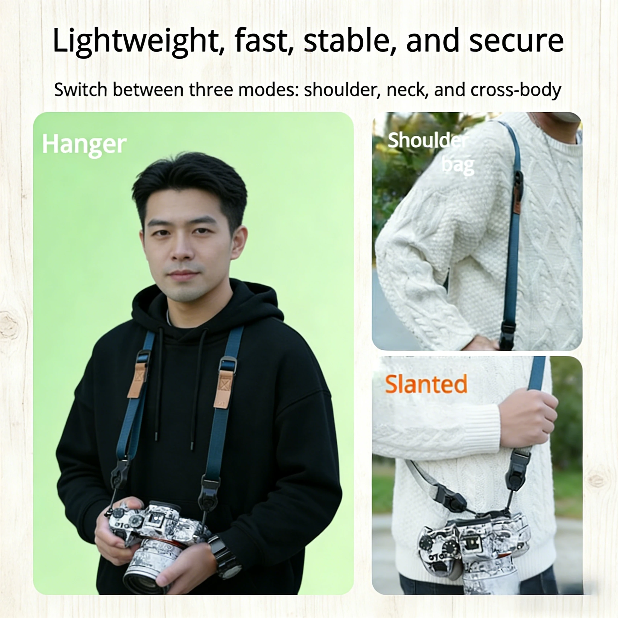 캐논 EOS 600D, 니콘 D5600, Z30, Z50, ZV-E10, 후지 X-T50 DSLR 카메라에 적합한 카메라 스트랩
