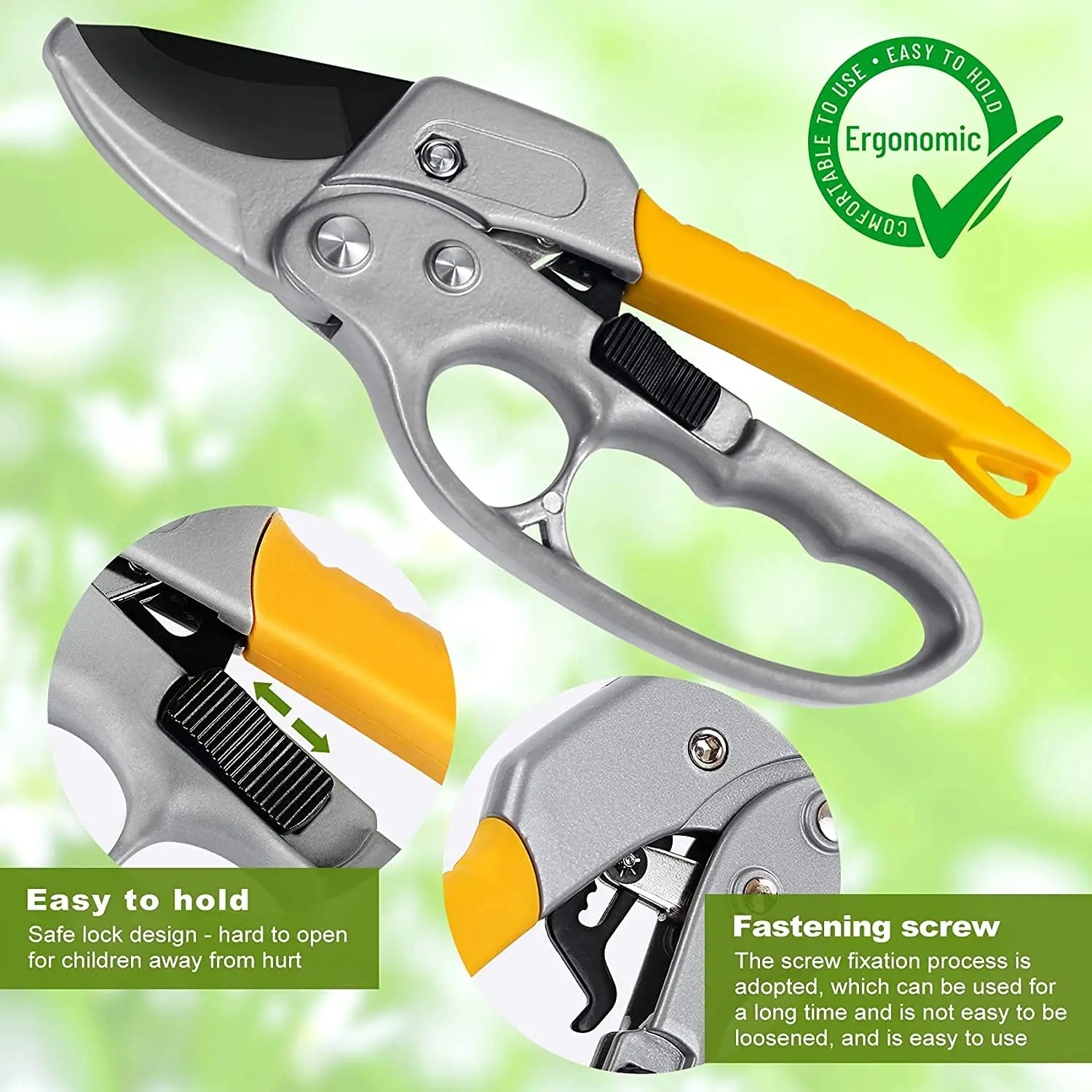 Ratchet Pruning Shears Gardening Tool Branch Pruners Durable Steel