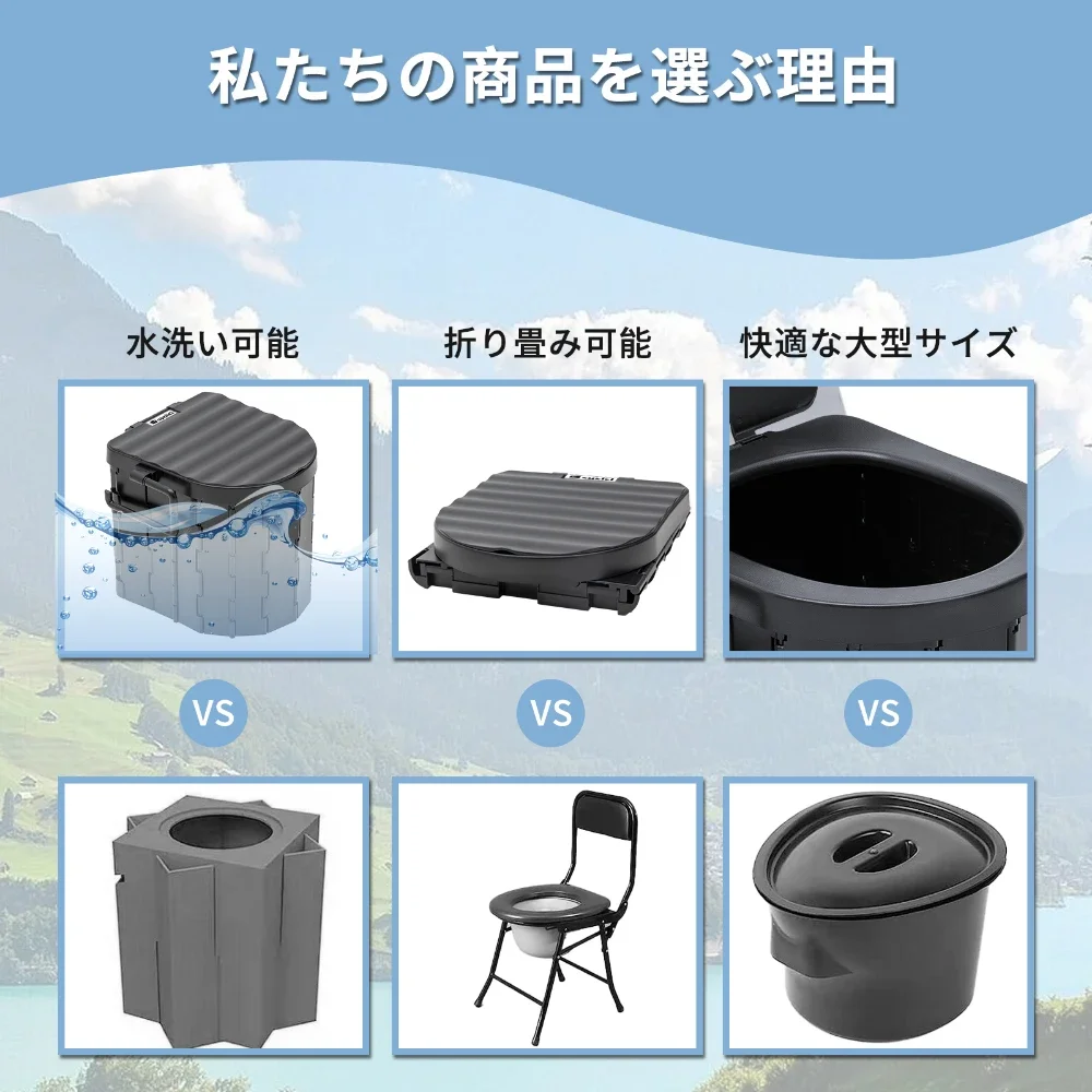 Portable Folding Toilet Emergency Toilet Car Folding Toilets Foldable Washable Camping Toilet Travel Bucket Seat 4