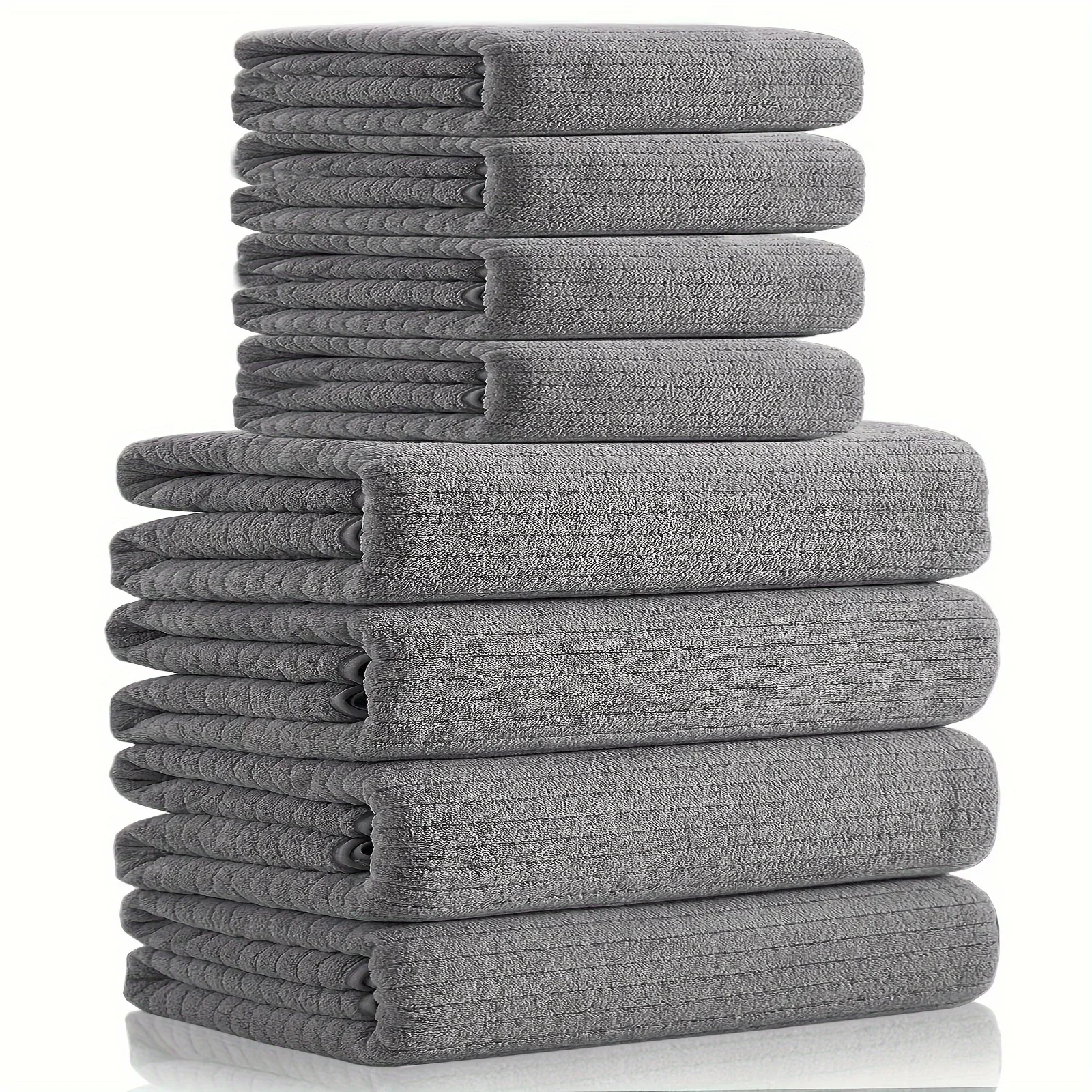 Gray Pink Blue Stripe Bath Towels Set Bath Towels 28in*55in & Hand 14in*30in Sheet Super Soft Breathable Bathro 8PCS bath towels