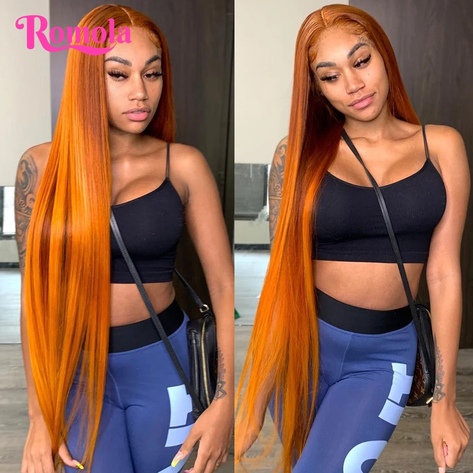 

Orange Ginger Lace Front Wig Human Hair 13x4 13x6 Hd Lace Frontal Wig Pre Plucked 30 40 Inch Straight Lace Front Wigs For Women
