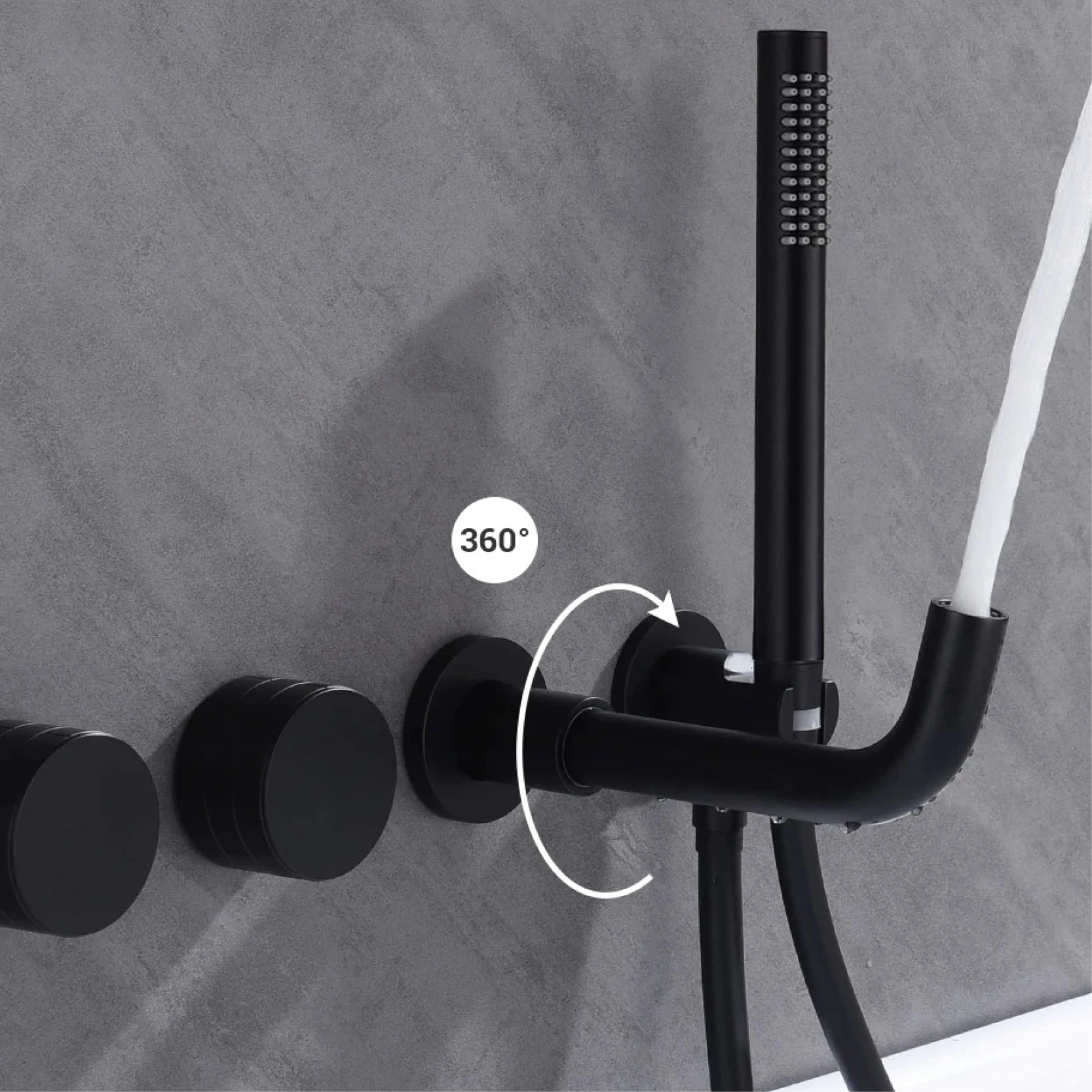 Black luxurious brass bathroom faucet with wall mounted design 2 handles with dual control of hot and cold Simple bathtub Tap 3